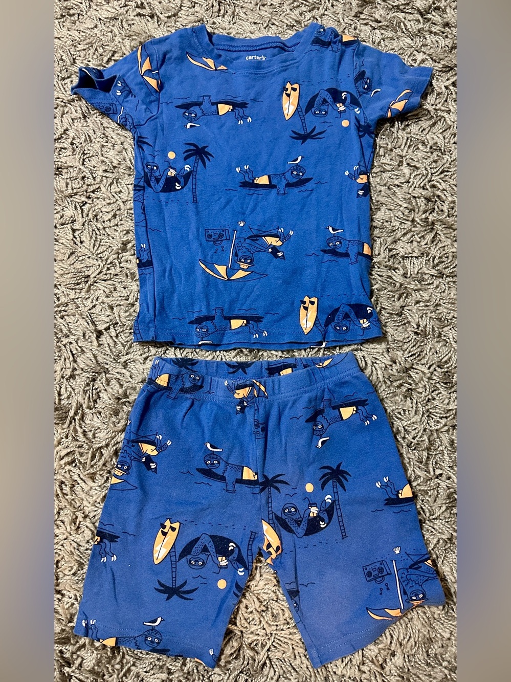 Carter's Blue and Yellow Beach Character Kids Pajama Set